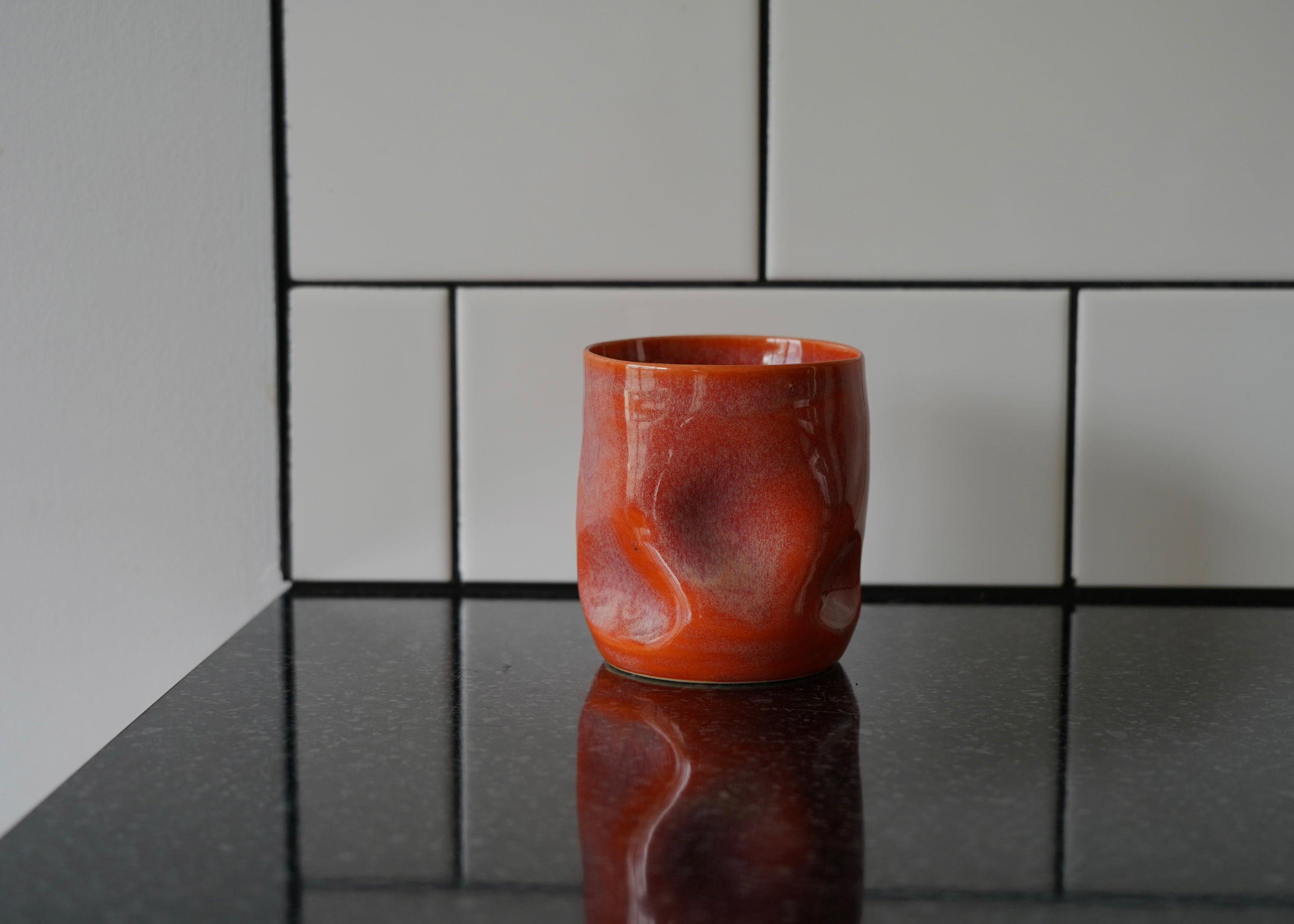 Wonky Neon Orange Tumbler